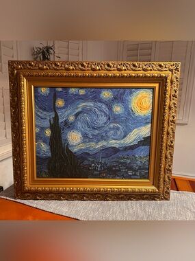 27x24” Starry Night by Vincent Van Gogh painting ornate gold frame heavy